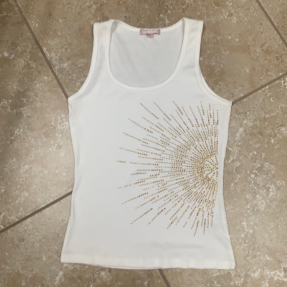 Romeo & Juliet Couture white/gold sparkle tank